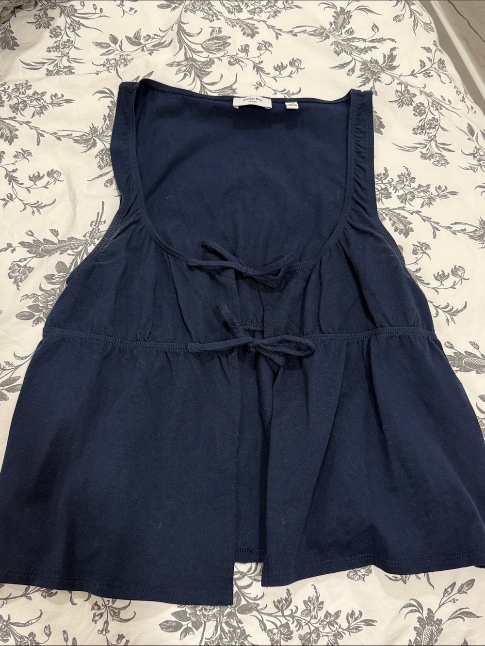 Navy Sleeveless Tie-Front Women's Top